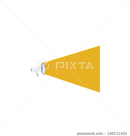 Illustration Of A Megaphone Making Fast New Announcement. Bullhorn Drawing Giving Important Rapid Notice. Horn Speaker Sketch Producing Rapid Promotion. 100511820