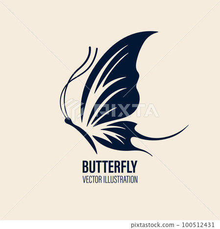 Vector Hand Drawn Butterfly Icon Closeup Isolated on White Background. Butterfly Design Template, Vintage Vector Illustration of Butterfly with Outline for Logo, Tattoo Design Vector Hand Drawn Butterfly Icon Closeup Isolated on White Background. Butterfly Design Template, Vintage Vector Illustration of Butterfly with Outline for Logo, Tattoo Design 100512431