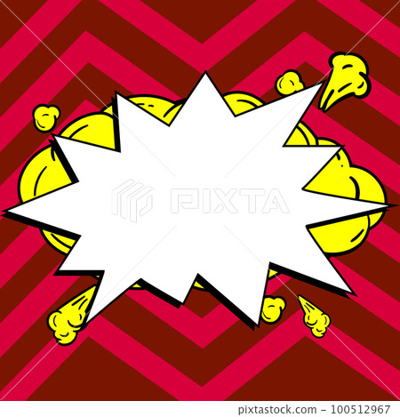 Comic Blank Speech Bubble With Copy Space And Colorful Doodles. Design Of Empty Template In Explosion Framework Representing Social Media Messaging And Connecting. 100512967