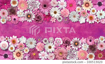 Background pattern full of beautiful flowers, white and pink Background pattern full of beautiful flowers, white and pink 100513020