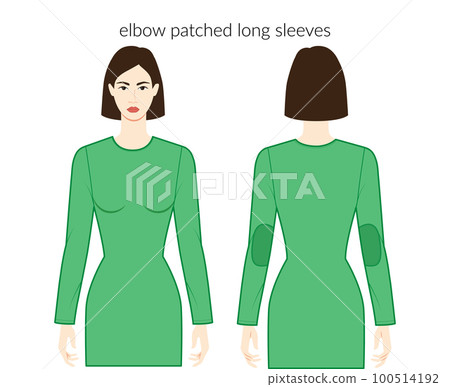 Elbow patched sleeves long length clothes character beautiful lady in green top, shirt, dress dresses, shirts technical Elbow patched sleeves long length clothes character beautiful lady in green top, shirt, dress dresses, shirts technical 100514192