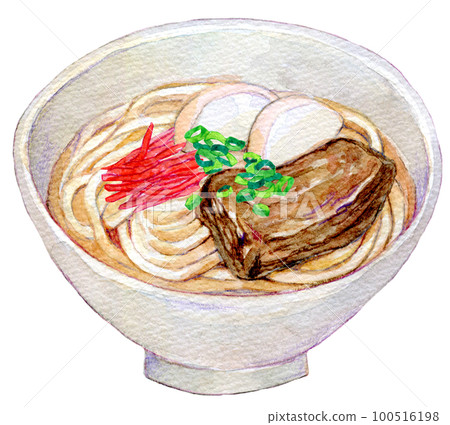Okinawa soki soba watercolor illustration Okinawa soki soba watercolor illustration 100516198