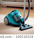 a vacuum that is on the floor with it's brush and duster in front of the vacuum machine 100516528