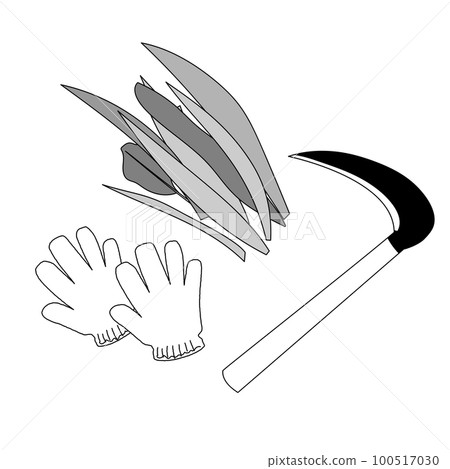 Mowing weeds weeding simple illustration black and white 100517030