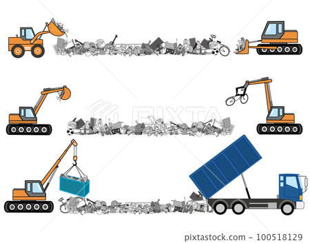 A line made from heavy machinery and garbage. 100518129