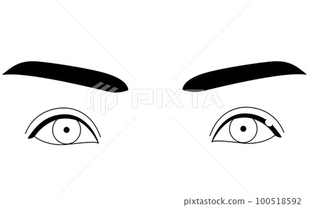 Medical illustration, line drawing illustration of eye disease / stye (outer hordeolum) 100518592
