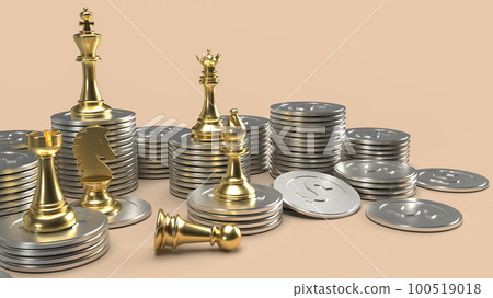 Gold chess and coins for business concept 3d rendering 100519018