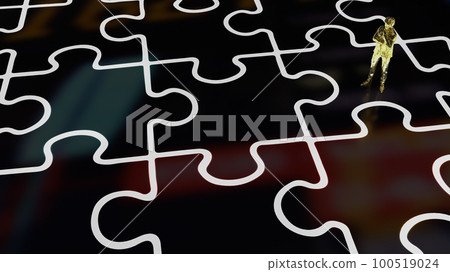 man on jigsaw puzzle for Business concept 3d rendering 100519024