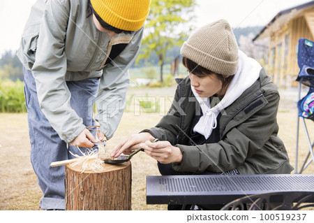 小學生用打火機生火 生火體驗 100519237