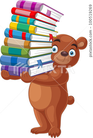 Cartoon bear carrying a pile of books Cartoon bear carrying a pile of books 100519269