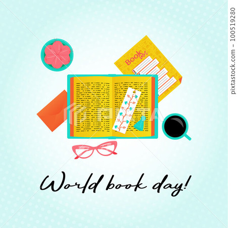 Book Day card bright retro Book Day card bright retro 100519280