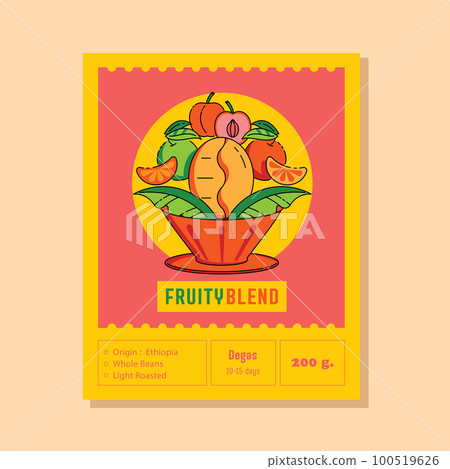 fruity blend coffee label with dripper 100519626