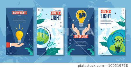 International Day of Light Social Media Stories Flat Cartoon Hand Drawn Templates Illustration 100519758