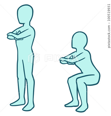 蹲著的人, 類人動物, 藍色 100519931