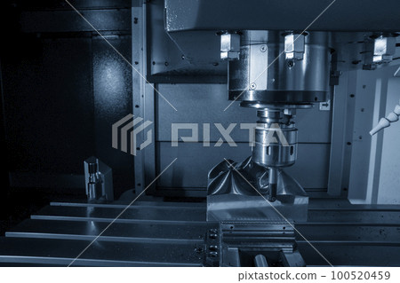 The CNC milling machine rough cutting the injection mold parts by indexable tools. 100520459