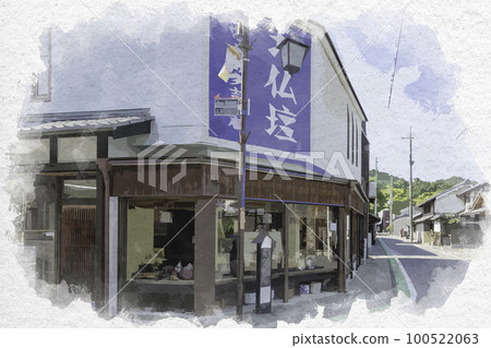 水彩風格滋賀縣近江八幡市近江八幡一新町街 100522063