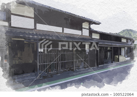 水彩風格滋賀縣近江八幡市近江八幡一新町街 100522064