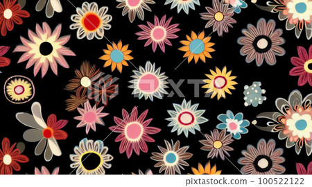 黑色背景，花卉圖案，手寫，插圖，壁紙 100522122