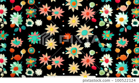 黑色背景,花卉圖案,手寫,插圖,壁紙 黑色背景,花卉圖案,手寫,插圖,壁紙 100522124