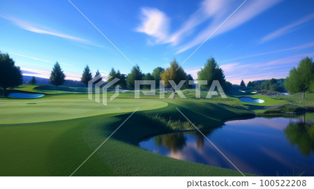 夢幻般的假想高爾夫球場的插圖 100522208
