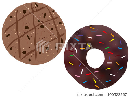 "Chocolate donut" colorful and "chocolate chip cookie" "Chocolate donut" colorful and "chocolate chip cookie" 100522267