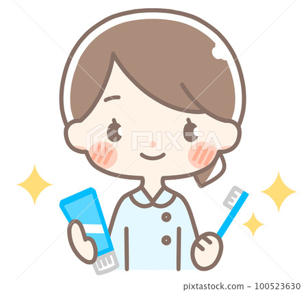 A lady with a toothbrush 100523630