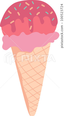 colourful summer fresh fruit juicy ice cream popsicle and waffle cone cartoon hand drawing graphic 100523724
