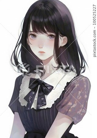 穿著像女僕裝一樣有褶邊的衣服的女人 穿著像女僕裝一樣有褶邊的衣服的女人 100525227