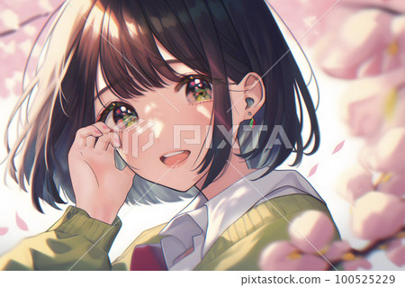 Female student, cherry blossom season, graduation ceremony, entrance season "AI-generated image" 100525229