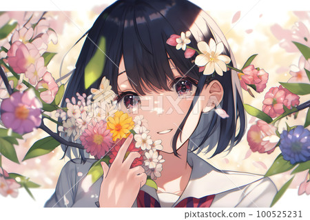 女學生、櫻花季、畢業典禮、入學季“人工智能生成圖像” 100525231