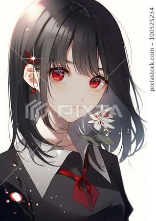 有大紅色眼睛的令人印象深刻的女孩 100525234