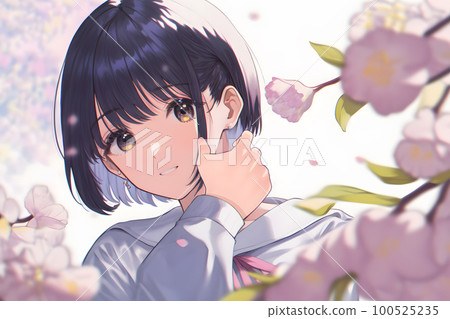 女學生、櫻花季、畢業典禮、入學季“人工智能生成圖像” 100525235