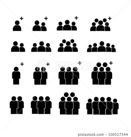 People Icon set in trendy flat style isolated on light background with shadow. Crowd signs. Persons symbol for your infographics web site design, logo, app, UI. Vector illustration. 100527344