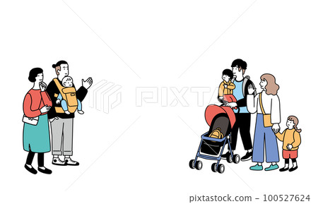 一對夫婦與孩子的簡單插圖 100527624