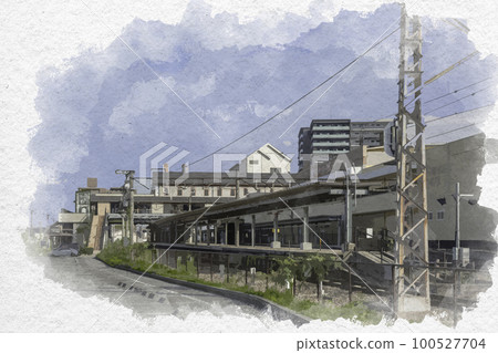 水彩風格的長濱 JR長濱站西口 滋賀縣長濱市 100527704