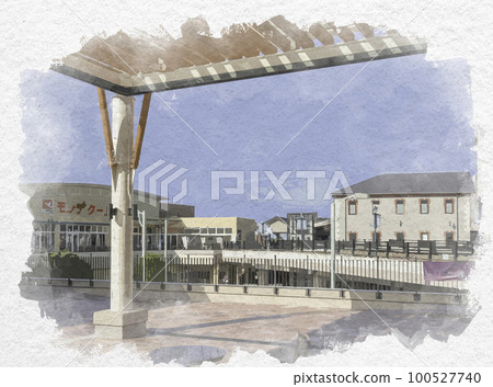 Watercolor-style Nagahama JR Nagahama Station East Exit Nagahama City, Shiga Prefecture 100527740