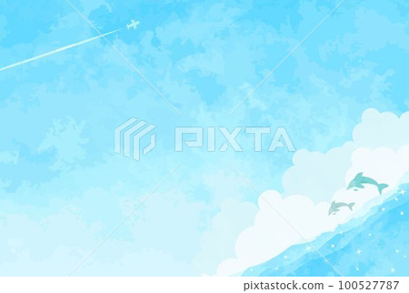 Refreshing blue sky and sea landscape illustration Refreshing blue sky and sea landscape illustration 100527787