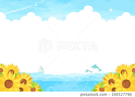 燦爛的夏日大海背景插畫 100527790