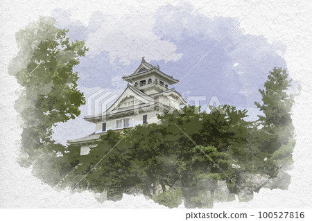 Watercolor style Nagahama Nagahama Castle History Museum Nagahama City, Shiga Prefecture 100527816