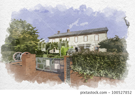 水彩風格的長濱 長濱鐵道廣場 舊長濱站大樓 滋賀縣長濱市 100527852