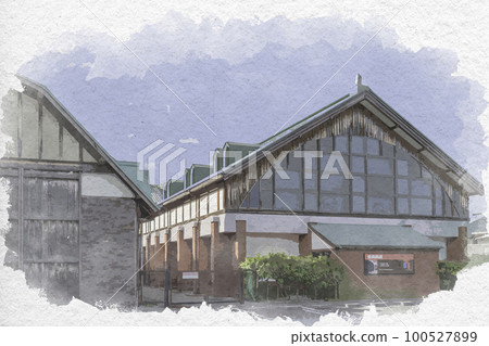 Watercolor style Nagahama Nagahama Railway Square Nagahama City, Shiga Prefecture 100527899