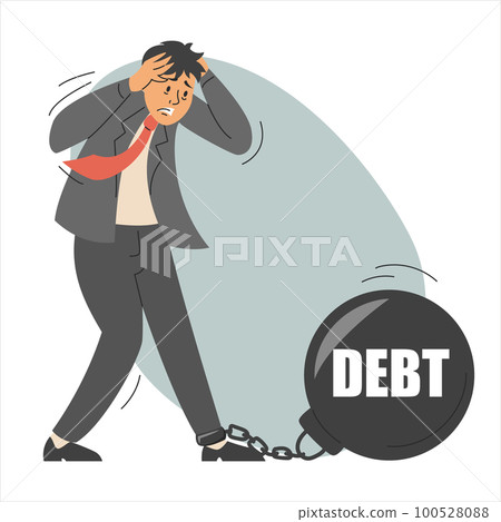 Man chained to a big debt weight vector isolated. Man chained to a big debt weight vector isolated. 100528088