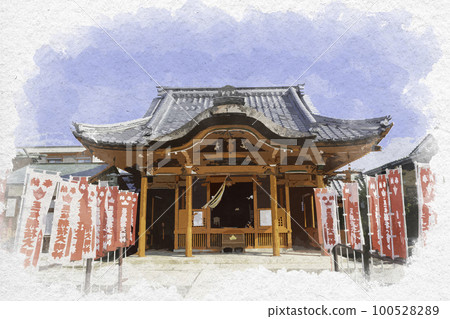 水彩風格 長濱豐國神社 稻荷神社 滋賀縣長濱市 水彩風格 長濱豐國神社 稻荷神社 滋賀縣長濱市 100528289