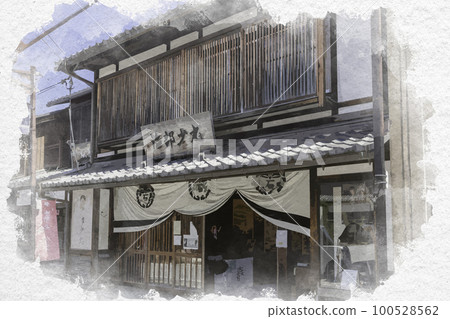 Watercolor-style Hikone city Hanashobu-dori shopping street Jibu Shomaru Hikone City, Shiga Prefecture Watercolor-style Hikone city Hanashobu-dori shopping street Jibu Shomaru Hikone City, Shiga Prefecture 100528562