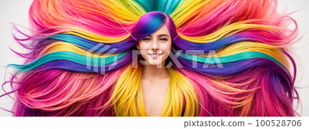 Girl with colorful hair 100528706
