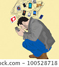 An art work showing the state of life collapse of extreme smartphone addiction An art work showing the state of life collapse of extreme smartphone addiction 100528718