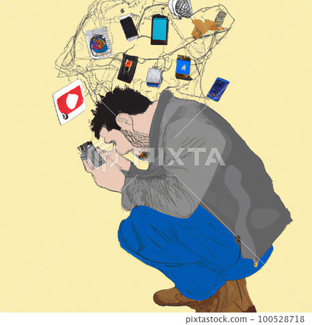 一部藝術作品展示了極端智能手機成癮的生活崩潰狀態 100528718