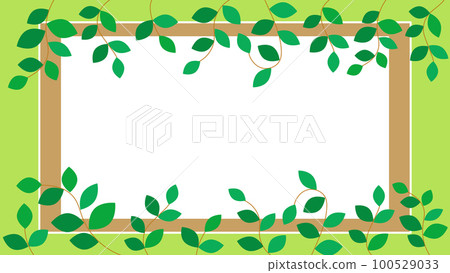 新鮮的綠色植物木框架背景圖素材（矢量背景圖） 100529033