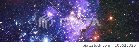 Panorama  outer space collage. Abstract wallpaper. Elements of this image furnished by NASA 100529329