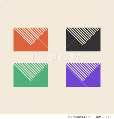 Brutalism design vector envelope collection. Minimalistic simple shape. Art illustration for logo. 100529769